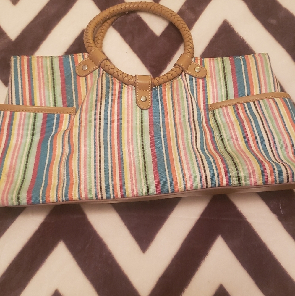 Fossil Brand Multi-Colored Canvas Satchel